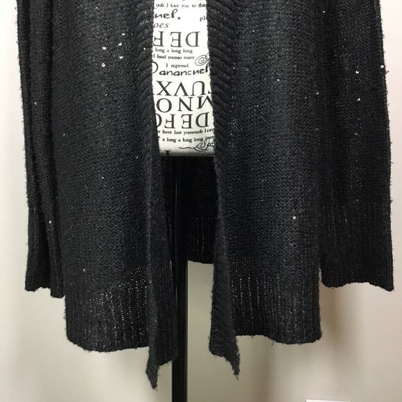 Sparkly sequin black open front cardigan duster witchy witchcore fairy size Lg - Picture 3 of 7